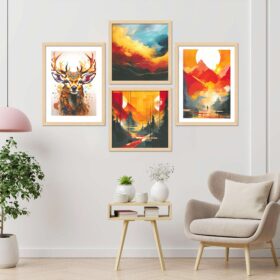 SET OF 4 DIGITAL WALL PAINTING