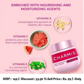 Charmis Deep Nourishing Cold Cream with Vitamin C, A and E for Glowing and Moisturized Skin